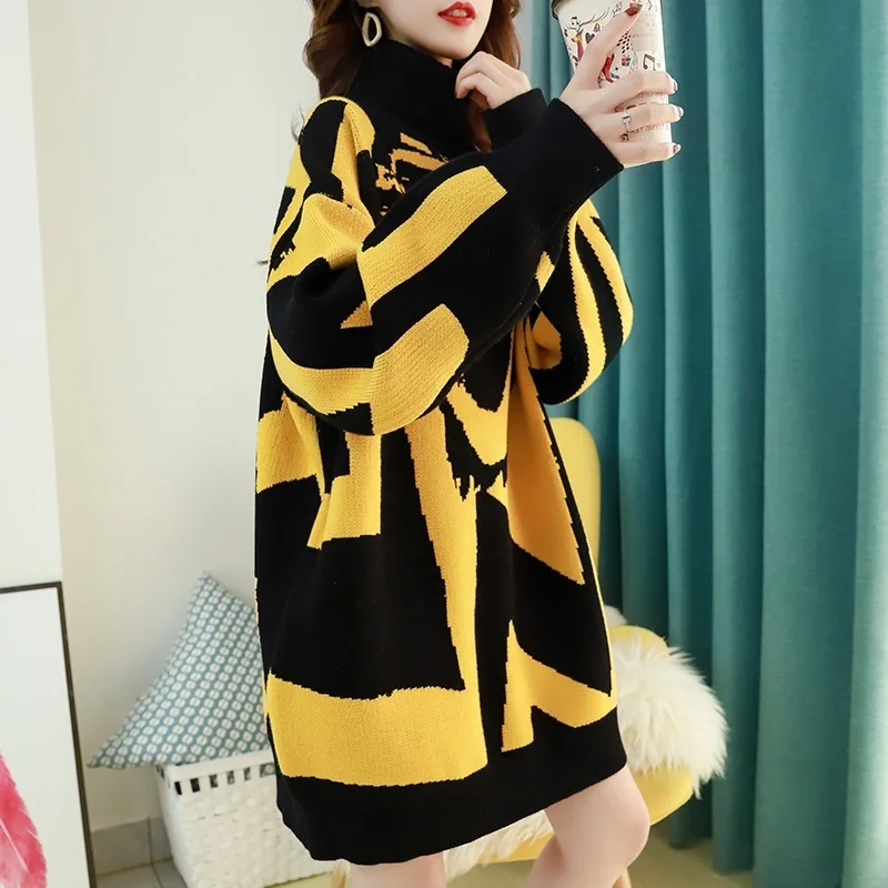 [EWQ] 2020 Весенние Новые пуловеры с длинным рукавом вязанные корейские абстрактным