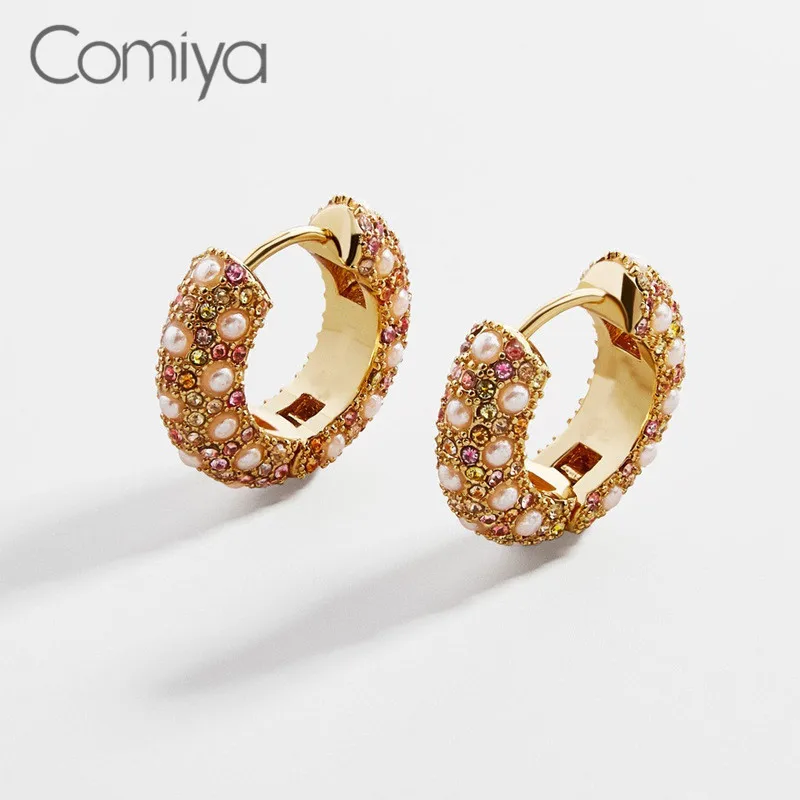 Comiya корейские висячие серьги золотого цвета, цинковый сплав, акриловая мозаика с кристаллами, женские модные серьги-подвески - Окраска металла: Горячее тиснение