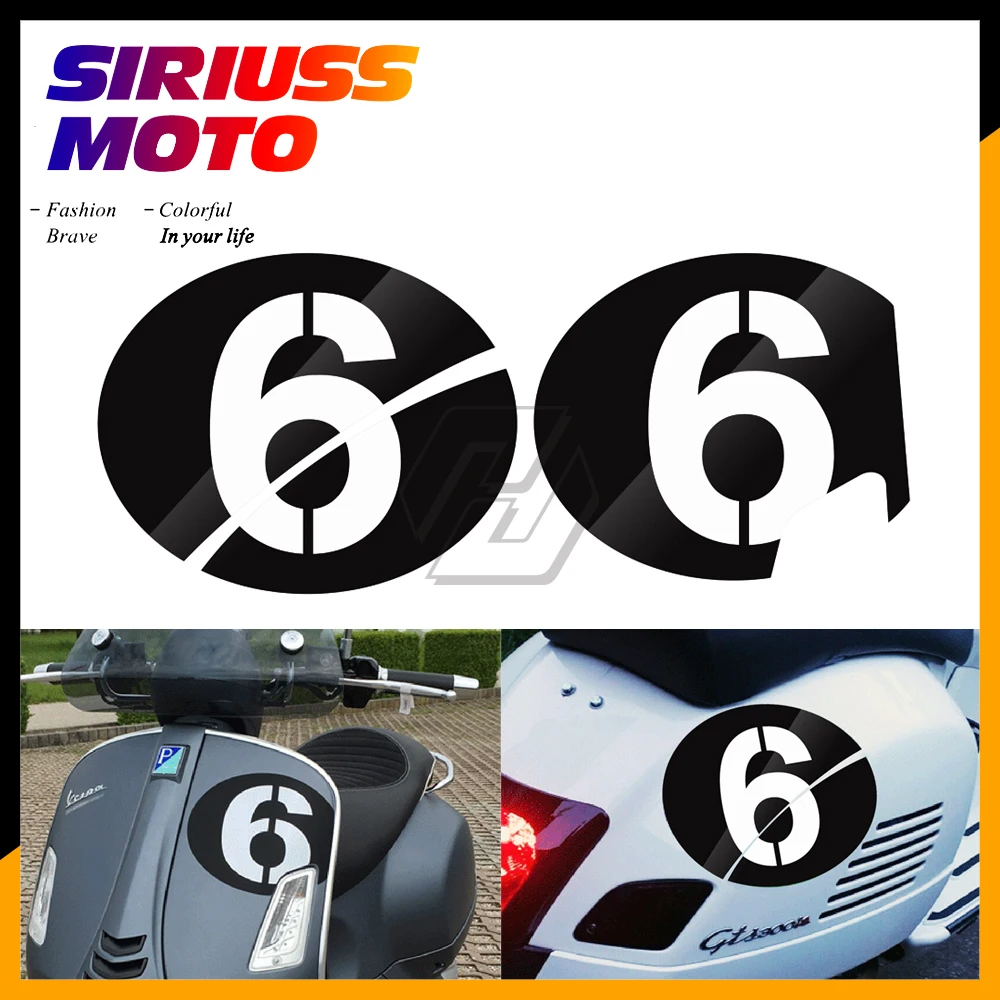 

Motorcycle Decals Number 6 Case for Vespa Series 2 Sei Giorni GTS 300 2019 2020