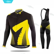 Комплект велосипедной одежды из Джерси для велоспорта Мужская MTB рубашка дышащий с длинным рукавом Топ нагрудник брюки профессиональная, командная, велосипедная одежда Ropa Ciclismo
