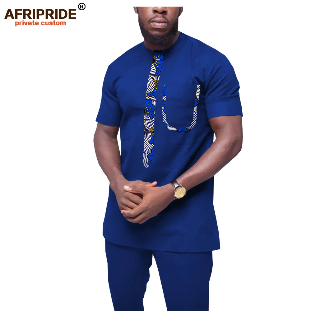 80% OFF 2019 African Clothing for Men Tracksuit Dashiki Shirts and Print Pants Traditional Set Outfits Wear AFRIPRIDE A1916052