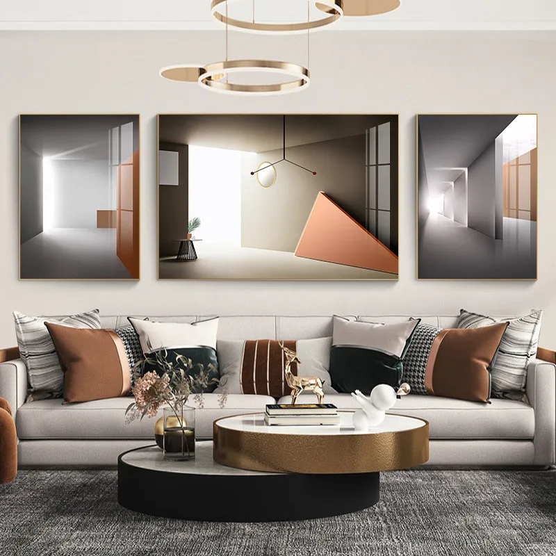 

3pcs Abstract Modern Posters Geometry Space Light Industry Style Paintings Wall Art Canvas Prints Living Room Picture Home Decor