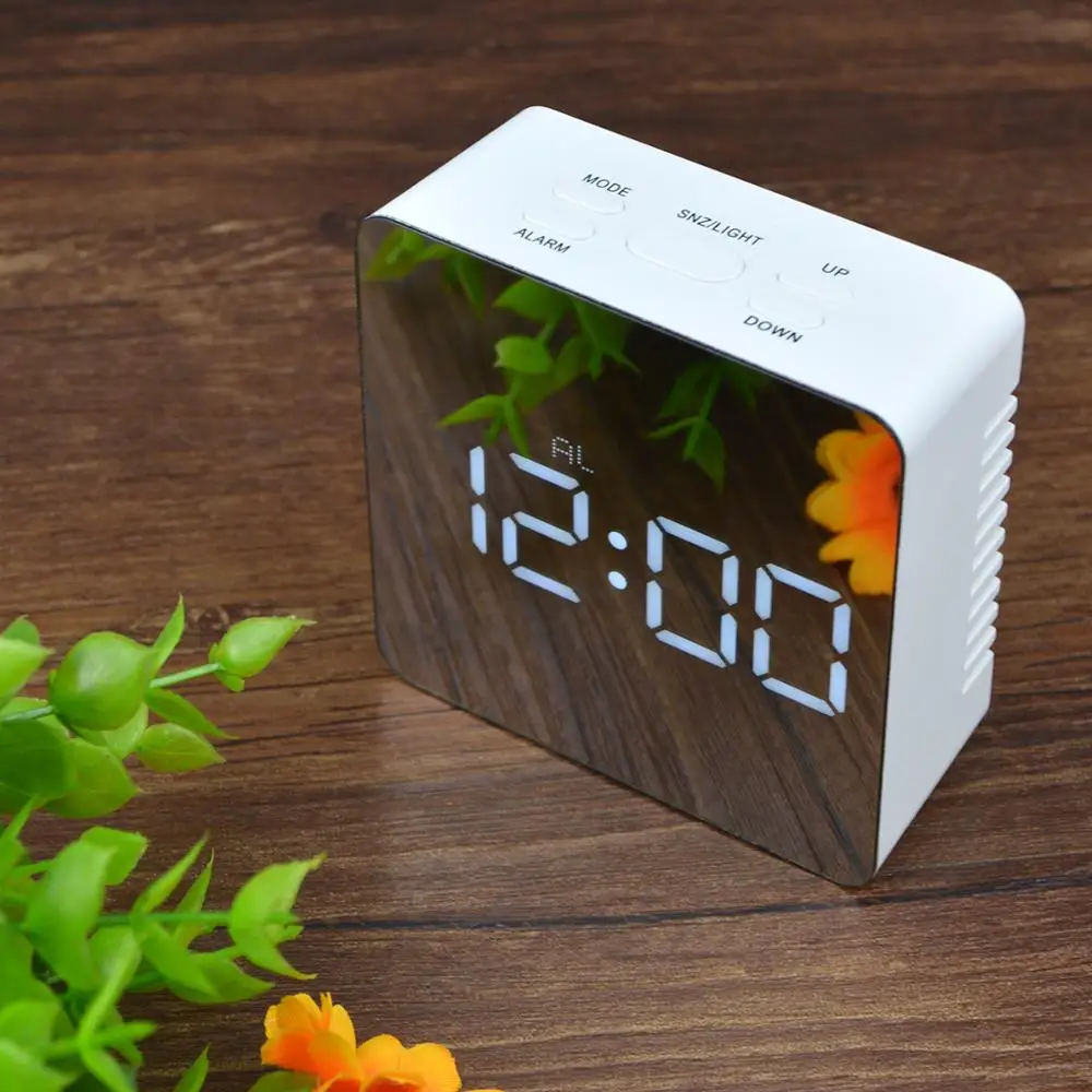 

LED Table Clock Electronic Digital Mirror Display Desk Clock For Home Room Office Bed Bedside Decor Table Watch Reloj De Mesa