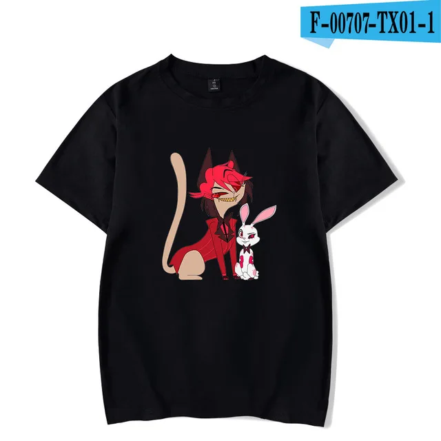 02 Hazbin отельная футболка Повседневная летняя футболка с коротким рукавом Hazbin отельная футболка размера плюс для мужчин и женщин - Цвет: 02