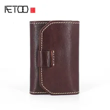 AETOO имплантированная коровья кожа, Ретро сумка для ключей, женская кожаная сумка с пряжкой, Мужская винтажная Пряжка для ключей