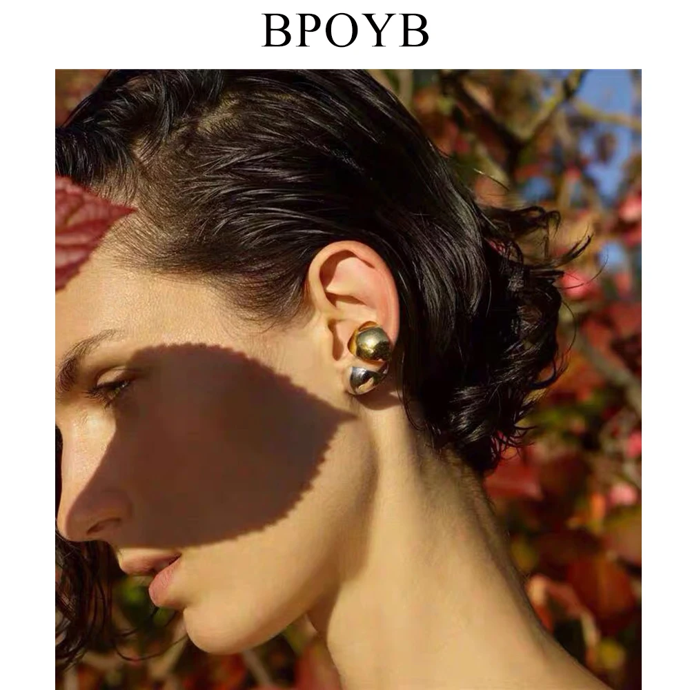 Серьги клипсы BPOYB золотого и серебряного цвета с блокировкой лепестков