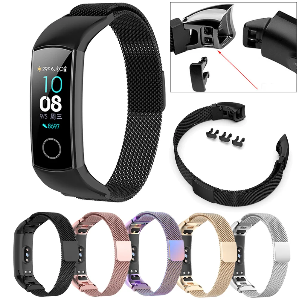

Magnetic Milanese Stainless Steel Watch Band Watchband Band Strap For Huawei Honor Band 5 Band 4 Strap Smart Bracelet Wristband