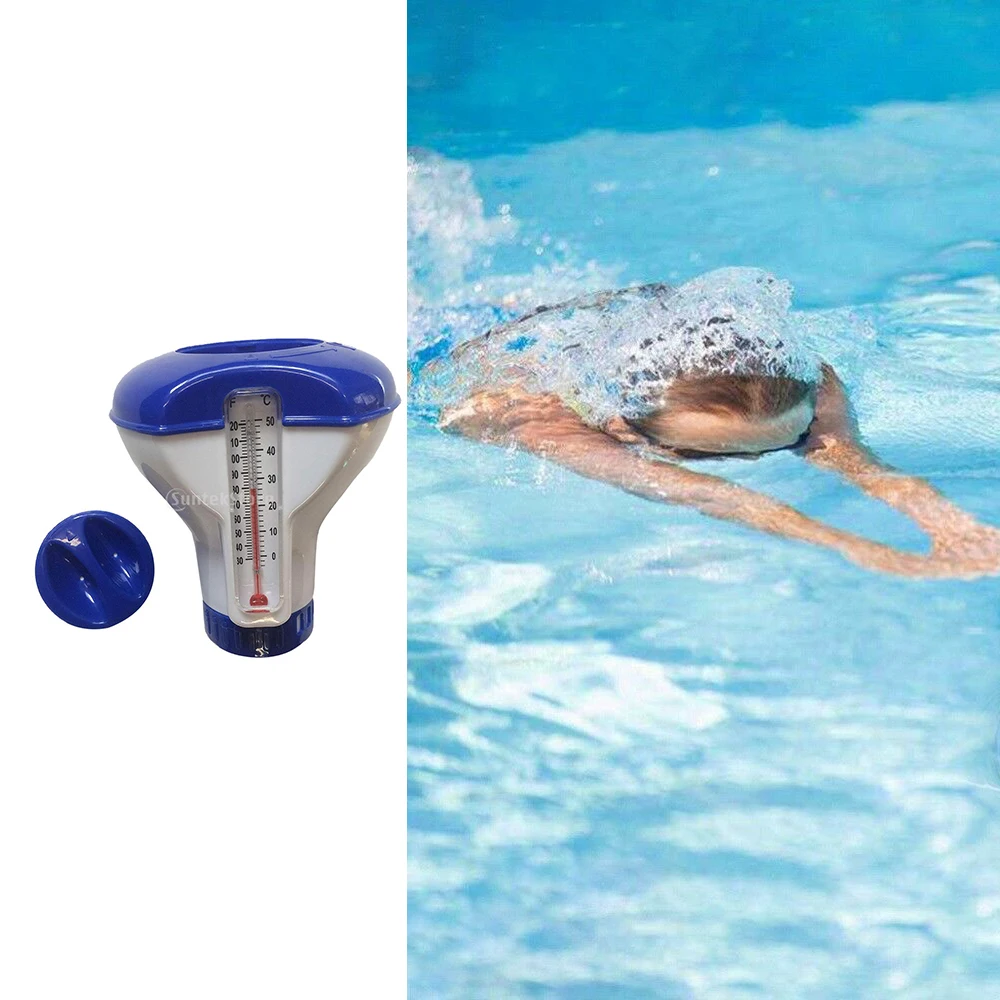 Pool Supply Town Floating Chlorine And Bromine Tabs Dispenser With Thermometer Large Capacity Spa Swimming Pool Accessory 5 Inch