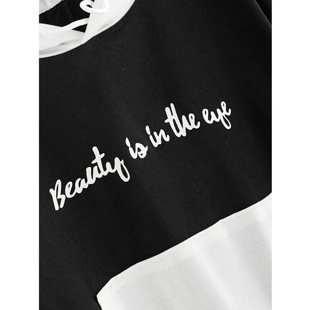Jaycosin 2019 New Hoodies For Girls Letters Pocket Hooded Top Women