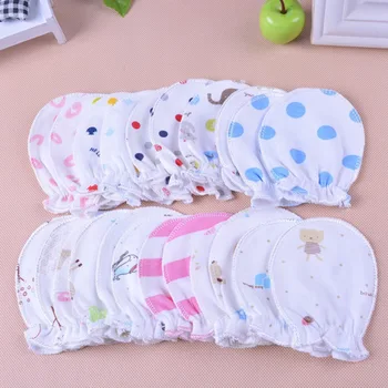 

Winter cartoon pattern mittens anti-scratch gloves newborn protection face 0-6 months cotton anti-scratch gloves