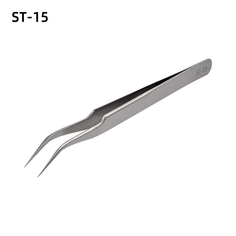 ST-15 Пинцет накладные ресницы для наращивания, нержавеющая сталь Tweezers сверхтонкие высокой точности противокислотные пинцет - Цвет: ST-15