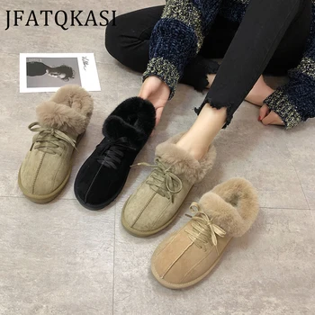 

Women Boots Winter Plush Snow Shoes Short Ankle Boots Non-Slip On Furry Low-top Bread Shoes Fashion Plus Velvet Thicked Shoes