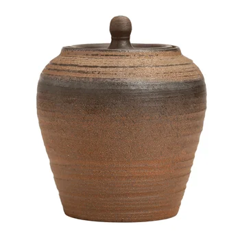 

Ceramics Grain Canister Food Sealed Storage Container Empty Storage Can for Loose Tea Coffee Bean Sugar (Brown)