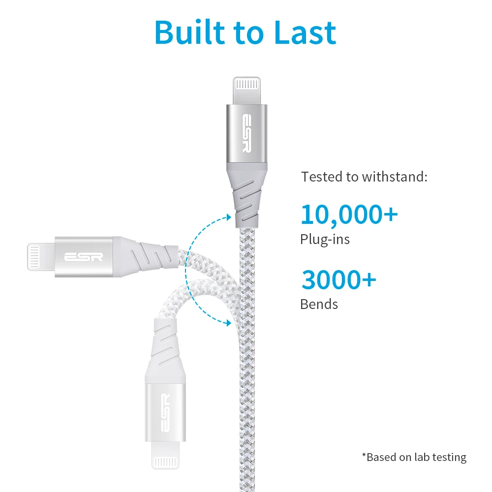 ESR 30 Вт PD кабель USB C к Lightning MFi сертифицированный кабель для быстрой зарядки для iPhone 11 Pro X XR XS Max type C кабель для передачи данных для iPad