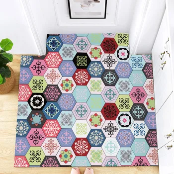 

Nordic Colorful geometry door mat Entrance hall carpet Pu leather floor mat Door mat Living room floor mat bathroom non-slip rug