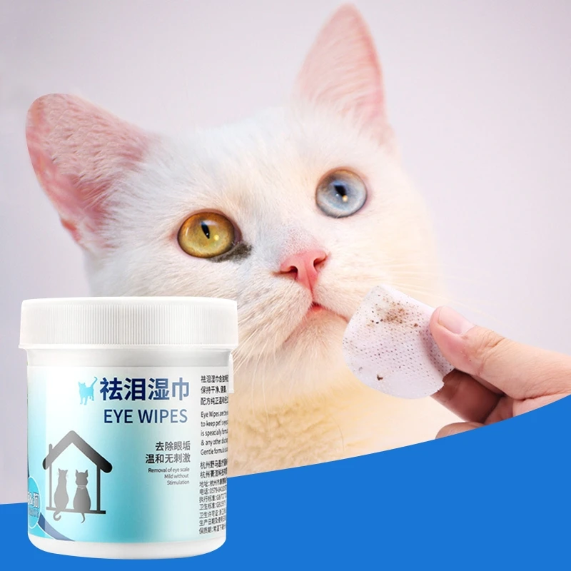 Toallitas húmedas para ojos de mascotas, 100 Uds./Can, toallas de papel de limpieza para perros, removedor de manchas de rasgaduras para gatos