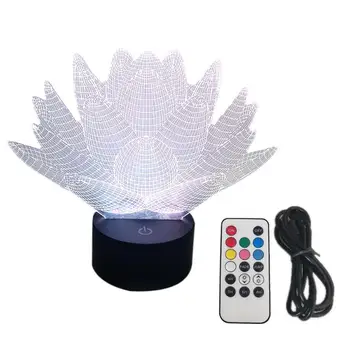 

Acrylic Transparent Lotus 3D LED Night Light 7-colors USB Power Rechargeable Touch Remote Visual Lava Shaped Lamps