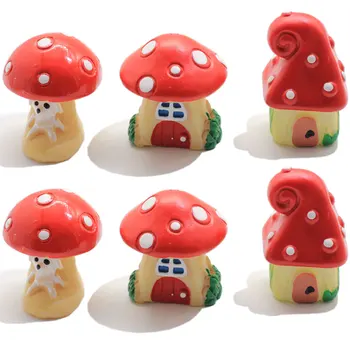 

10/20pcs 3 Types Cute Cartoon Red Mushroom House DIY Resin Fairy Garden Craft Decoration Miniature Micro Gnome Terrarium Gift