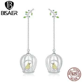 

BISAER Stud Earrings Animal Bird Shape Elegant Fashion Jewelry For Women Gift Cubic Zircon Party Jewelry High Quality HXE003