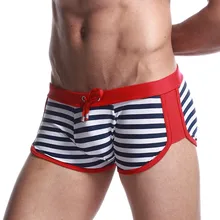 Мужские плавки с низкой талией, сексуальные нейлоновые трусы-боксеры в полоску, пляжные плавки, шорты, детские плавки DGH3