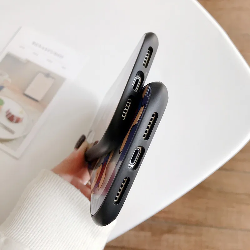 Чехол для телефона с мультяшным медведем из прозрачного стекла для iphone 11 11Pro Max XR X Xs Max 7 8 6 6s plus противоударные задние чехлы