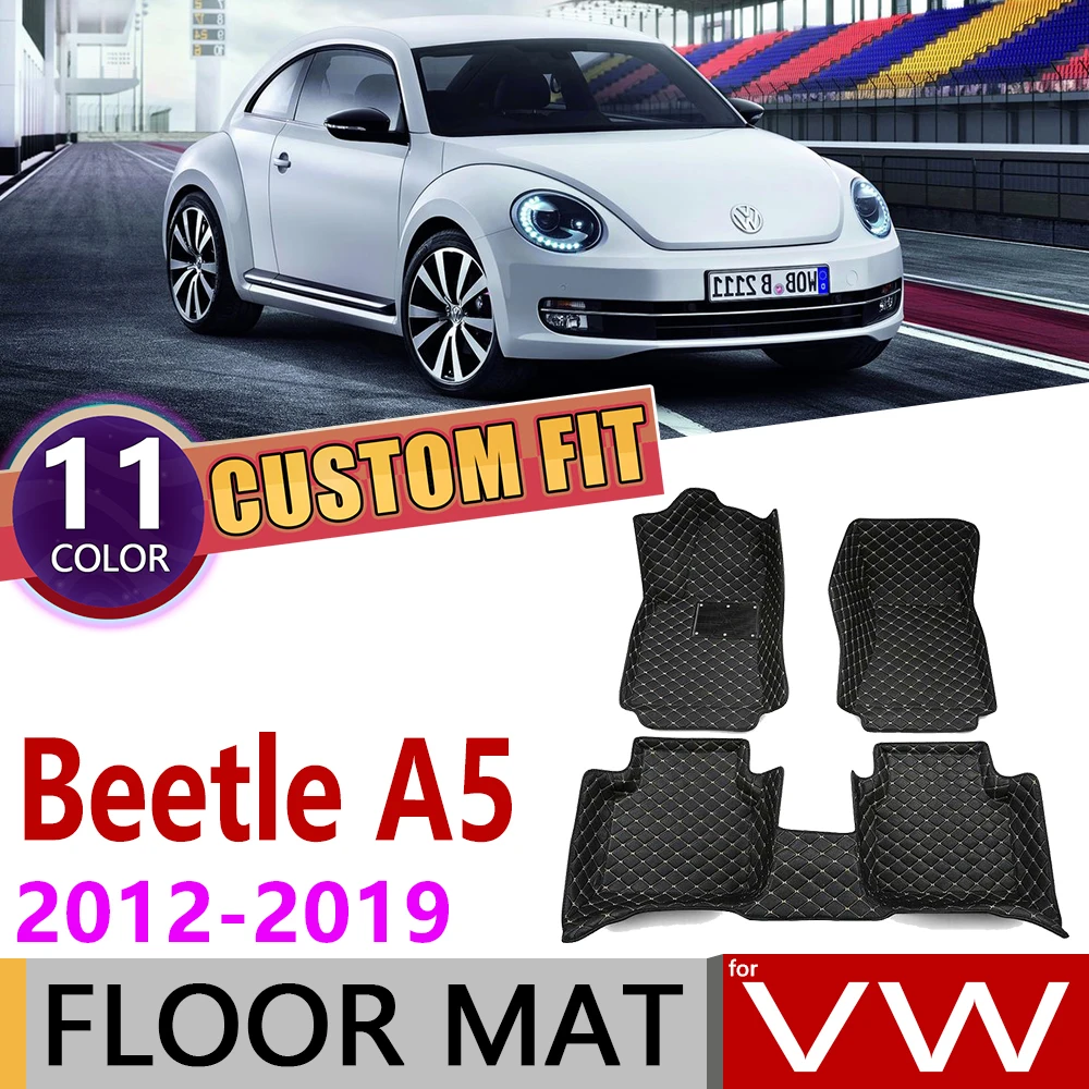 Индивидуальный автомобильный кожаный коврик для Volkswagen VW Beetle A5 2012~, 5 мест, коврик для ног, аксессуары для ковров, 2013