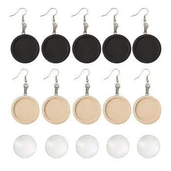 

DIY Earring Making with Brass Earring Hooks Environmental Brass Close Jump Rings Wood Pendant Cabochon Platinum Tray: 25mm 20pcs
