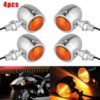 

4pcs 12V Motorcycle Bullet Turn Signal Lights Blinkers Indicator Lights Blinker Lights For Harley Chopper Cafe Racer Accessories