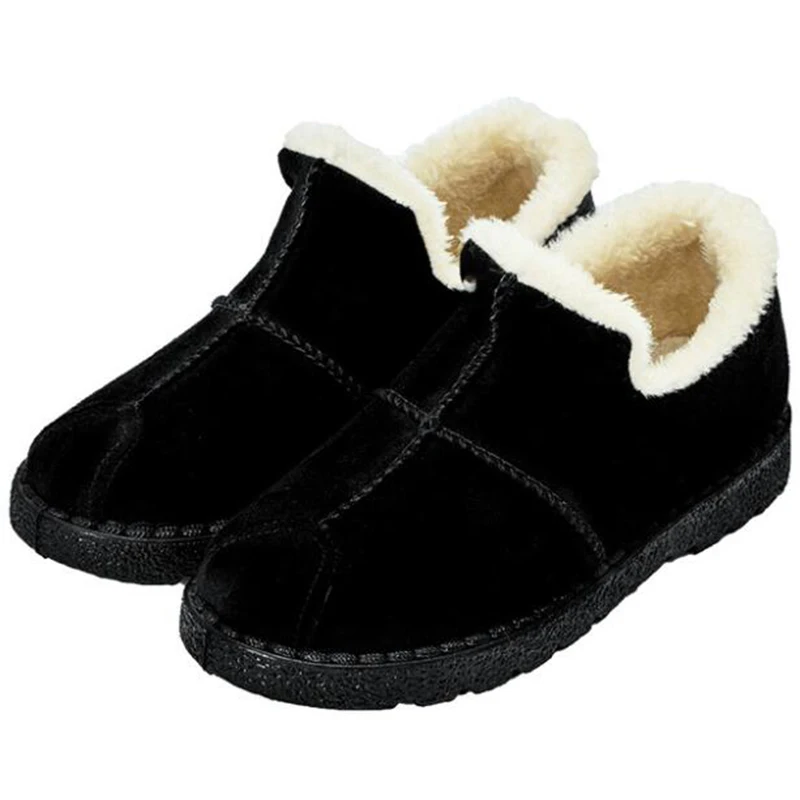 COVOYYAR/; Moccassins; зимняя обувь; женские теплые плюшевые туфли на плоской подошве; Хлопковые женские ботинки-лоферы; Повседневная обувь без шнуровки; WFS2037 - Цвет: Черный