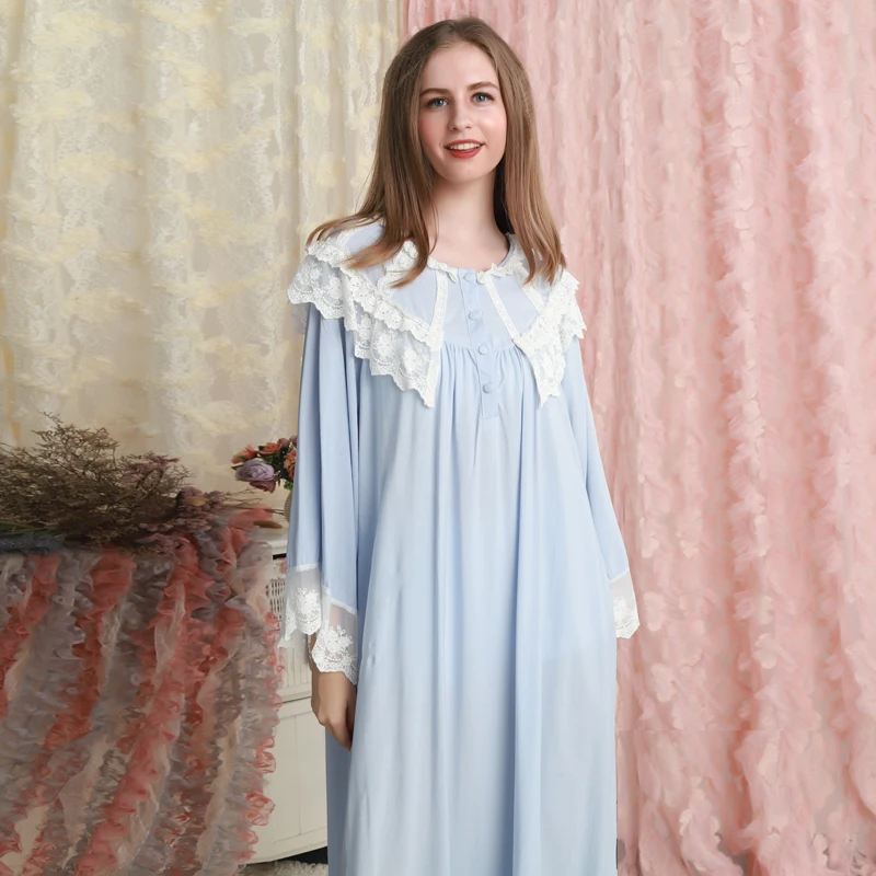 Ночная рубашка, женская пижама, длинное платье, хлопковые ночные рубашки для женщин, ночная рубашка принцессы, винтажная ночная рубашка с длинным рукавом