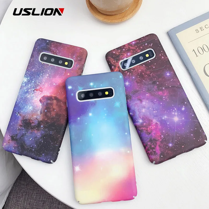

USLION Phone Case For Samsung Galaxy S10 S9 S8 Plus A70 A50 Note 10 8 9 Luminous Starry Sky Stars Hard PC Full Back Cover Cases