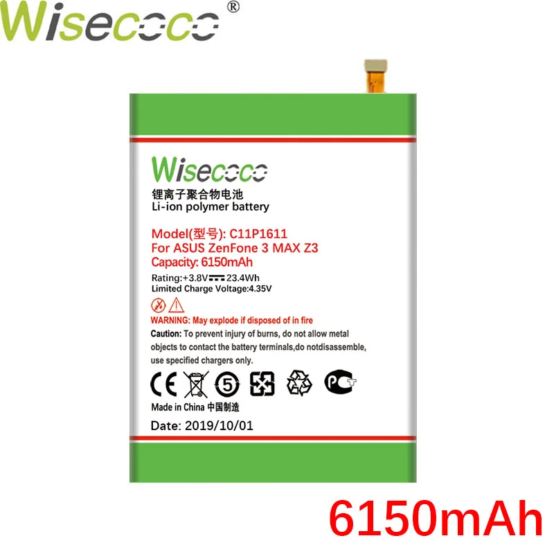 Wisecoco 6150mAh C11P1611 2 шт продукт Аккумулятор для ASUS Zenfone 3 Max Z3 MAX ZC520TL Peg 3X008 X008D Z01B встроенный аккумулятор