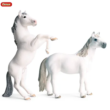

Oenux Farm Animals Horse Model Simulation Wildlife Steed Mustang White Horse Action Figures Figurines PVC Educational Kids Toy
