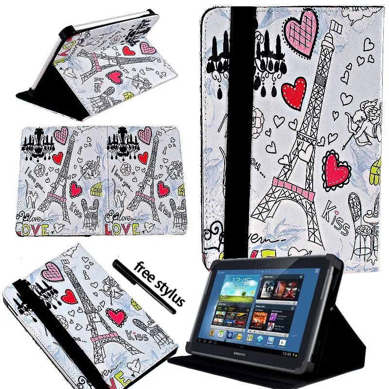 KK&LL для samsung Galaxy Note 10,1 N8000 n8010-кожаный чехол-подставка для планшета+ Бесплатный стилус - Цвет: Eiffel Tower