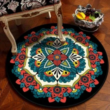 Круглый ковер и ковер в богемном стиле для гостиной, спальни, прикроватного компьютерного кресла, дивана, Противоскользящий коврик для пола, цветочный домашний декор