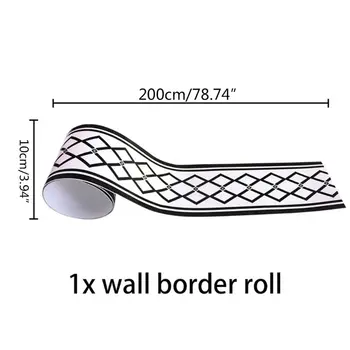 

1Roll Geometric Pattern Waist Lines Self-Adhesive Waterproof Wall Border Sticker Q9QF