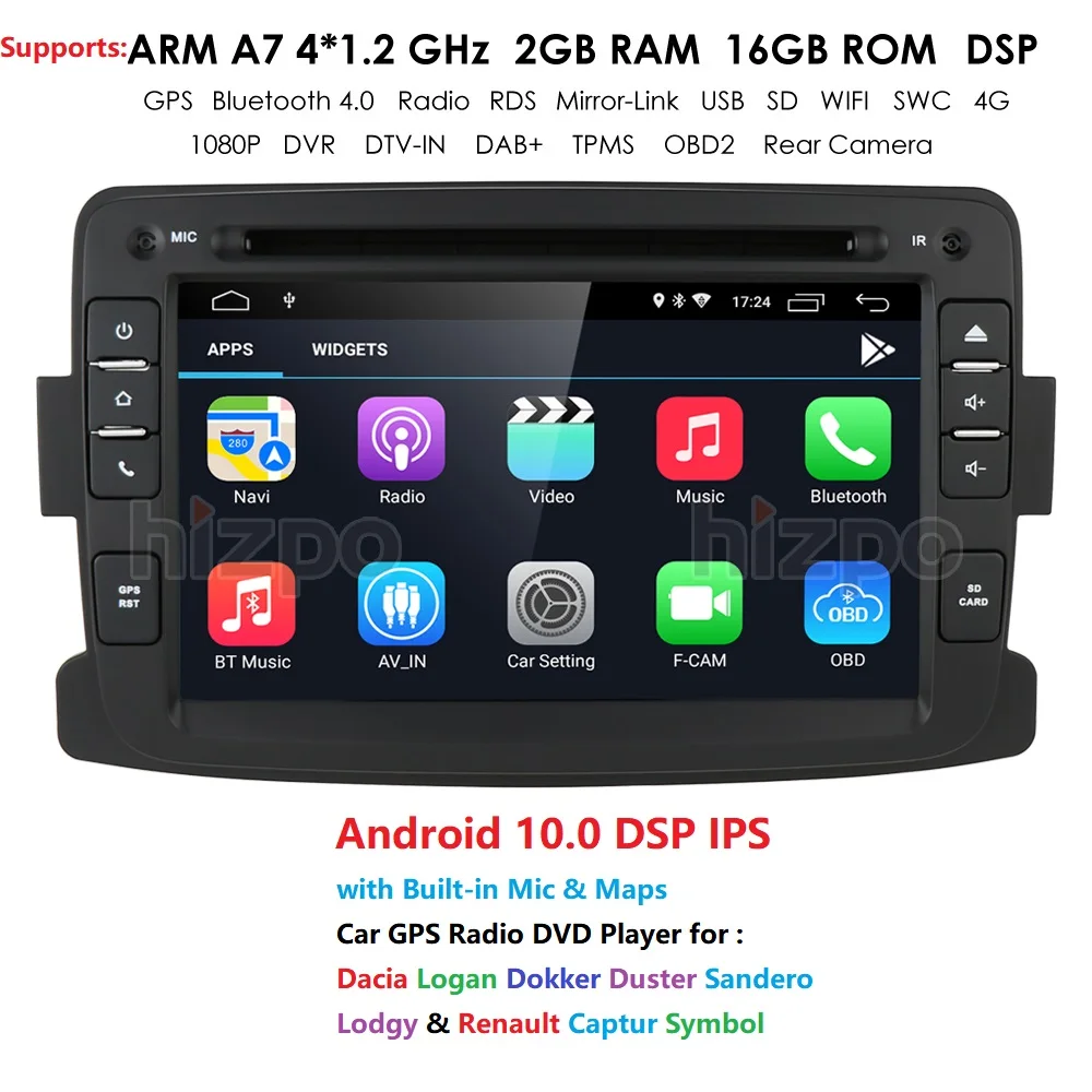 1 Din Android 10 для Dacia/Sandero/Duster/Renault/Captur/Lada/Xray 2/Logan2 Автомобильный мультимедийный видео плеер gps Авторадио DVR 4Gwifi