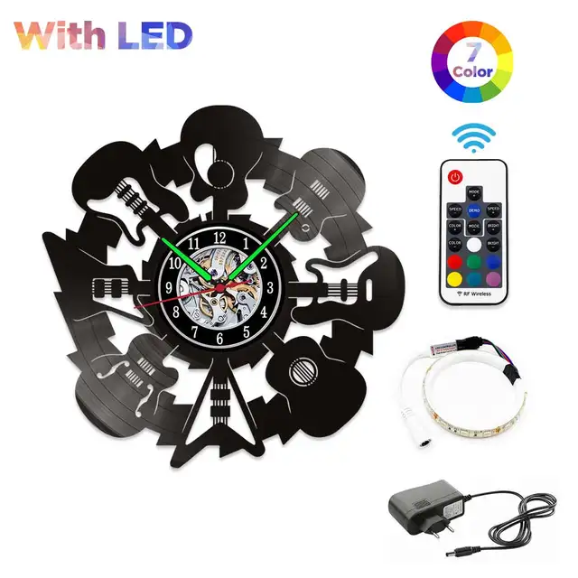 MCDFL Vinyl Record Wall Clock Modern Design Home Living Room Decoration Watch Clocks Object House Minimalist Decor Accessories W881-With LED