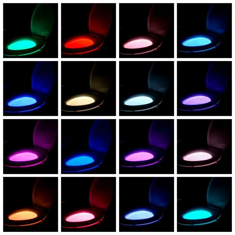 16 Color Body Sensing Automatic Led Motion Sensor Night Lamp Toilet Bowl Bathroom Light Waterproof Backlight for Wc Toilet Light motion sensor night light