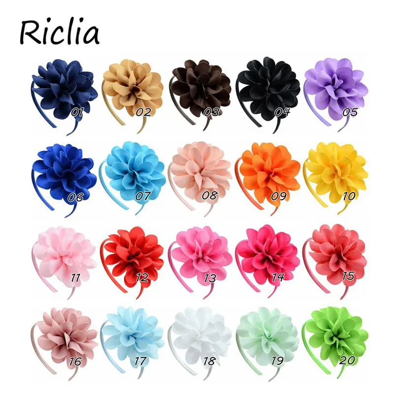 Riclia 20 шт./партия, Детские аксессуары для волос, Цветочные головные уборы, однотонные красивые головные волосы для девочек, милое украшение принцессы, 20 цветов