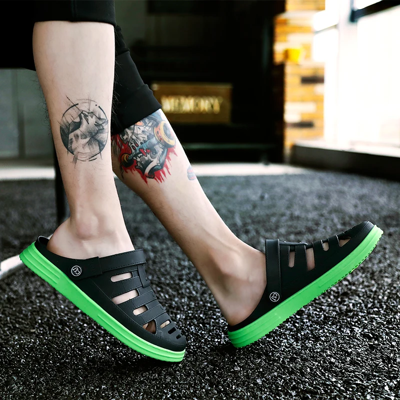 Мужские Пляжные шлепанцы классические сандалии для сада и пляжа блестящие улицы