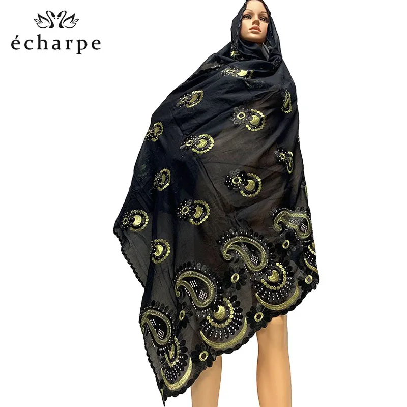 Африканский женский шарф из хлопка, мусульманский женский хиджаб, шарфы большого размера, хлопковый шарф для шали, шали