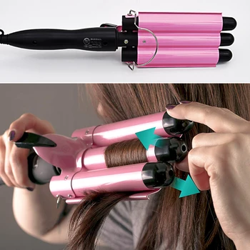 

25mm Automatic Perm Sliver Ceramic Hair Curler 3 Barrels Big Wave Iron Hair Curler Waver Curlers Styling Tool hair barrel