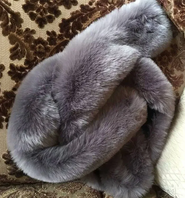Корейский модный зимний воротник из искусственного меха кролика, Длинная женская теплая шаль, аксессуары для шарфа
