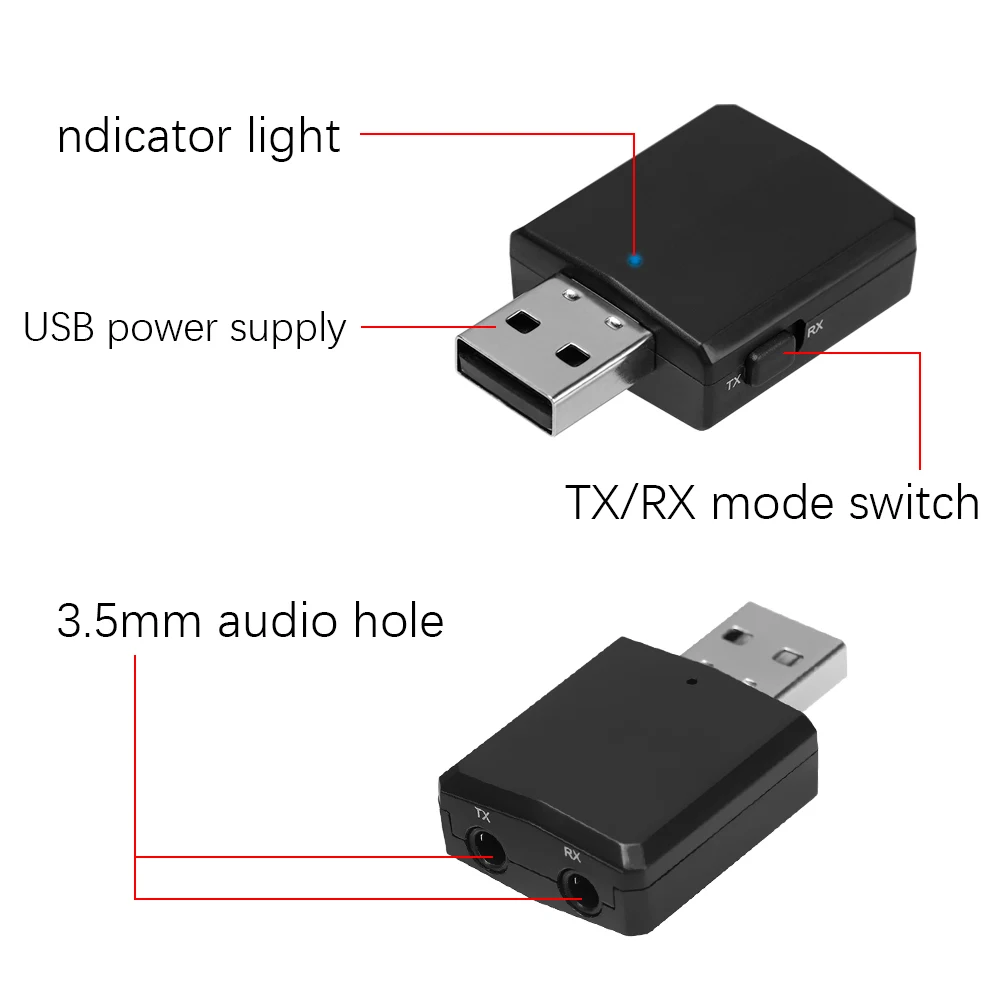 3 в 1 USB Bluetooth 5,0 передатчик приемник адаптер EDR ключ 3,5 мм AUX для ТВ ПК наушники для дома стерео автомобиля HIFI аудио