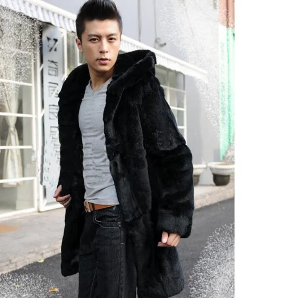 Jaqueta De Couro Masculina,, куртка из искусственного меха норки, пальто, 5XL, 6XL размера плюс, зимняя пушистая повседневная черная верхняя одежда с капюшоном, XL669