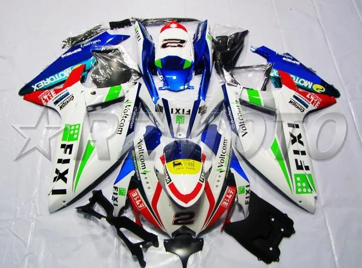 Литье под давлением) ABS обтекатель наборы подходят для Suzuki GSXR-600 GSXR-750 K8 2008 2009 2010 Обтекатели набор хороший FIXI