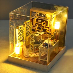 Modelo arquitectónico de una cabaña antigua hecha a mano, casa pequeña de estilo chino, minicasa ensamblada, juguetes creativos, regalo
