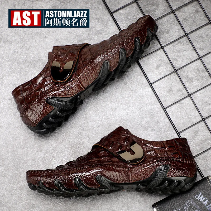 

2020 Spring New Style Moccosins Men's Genuine Leather Crocodile Pattern MEN'S SHOES Octopus England Casual Business MEN'S Leathe