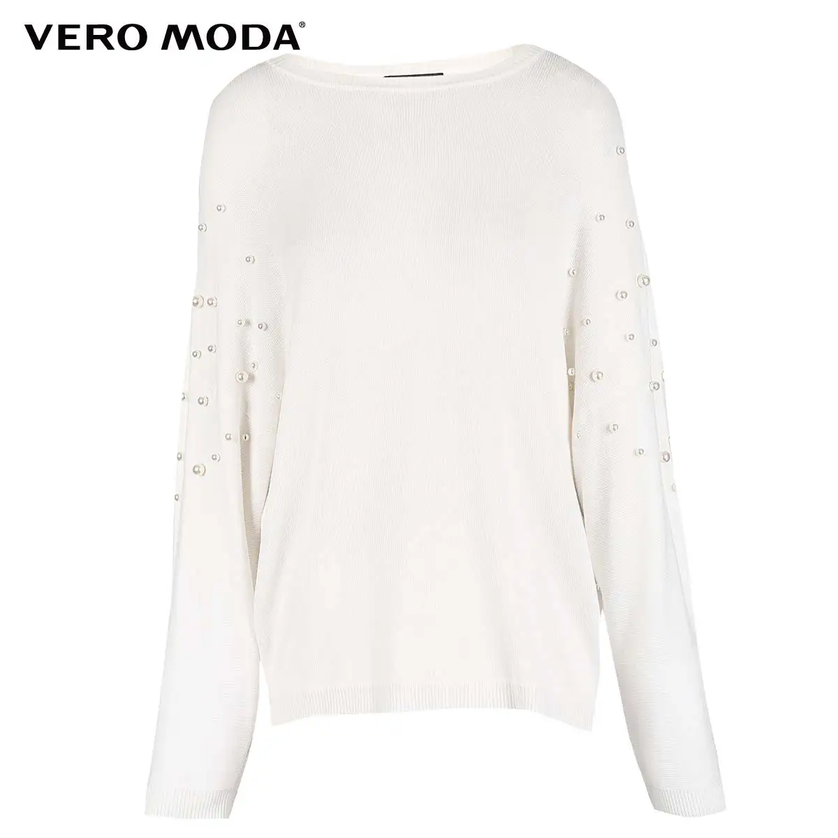 Vero Moda Women's Imitation Pearl Batwing Sleeves Drop-Shoulder Pure COLor Knit | 318324548